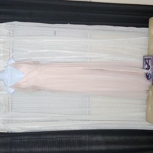 NWT Pink Jenny Yoo Anthropology Tulle Maxi Dress W/ Flutter Sleeve & Side Slit